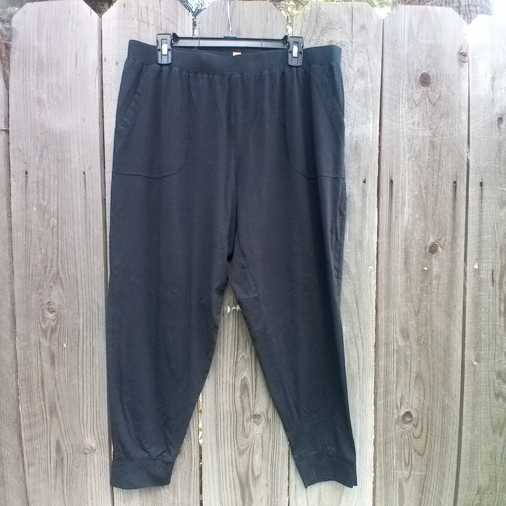 THIRDLOVE Jogger Womens Plus 1X Black Pullover Front Pockets Cotton Medal Spande